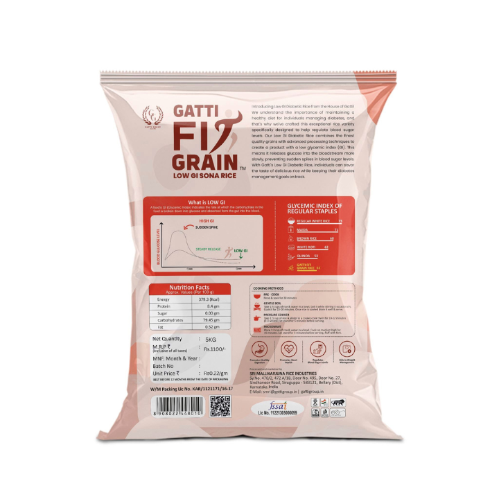 Gatti fit Grain: Low GI Sona Rice 5kg